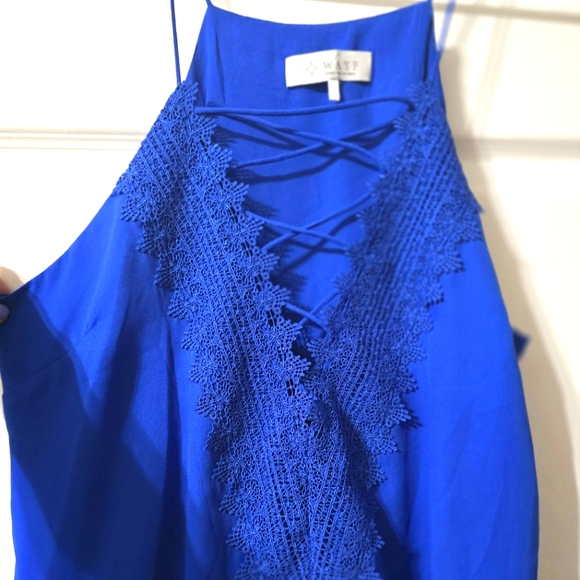 WAYF Posie Strappy Cami Tank, Lace Criss-Cross Neckline, Halter Style, EUC! - Picture 4 of 9